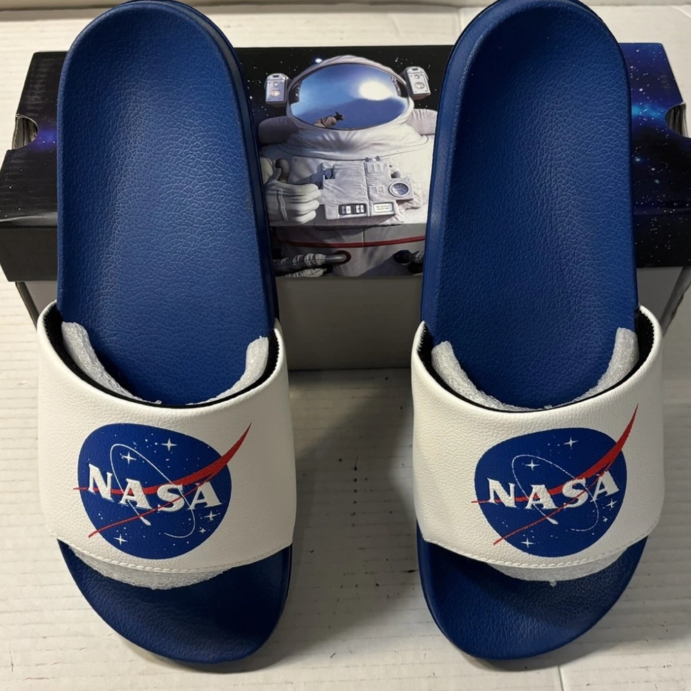 NASA Blue and White Slide Sandals size 10
